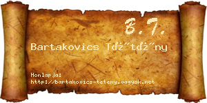 Bartakovics Tétény névjegykártya